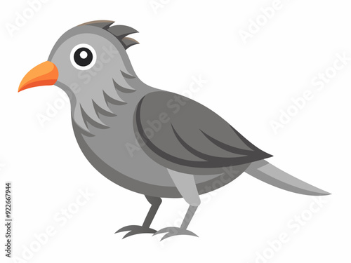 Le Moucherolle gris est un petit passereau insectivore de la famille des Tyrannidae. Passerin Oiseau Dessin animé style plat beau personnage d’ornithologie, illustration vectorielle isolée sur blanc 