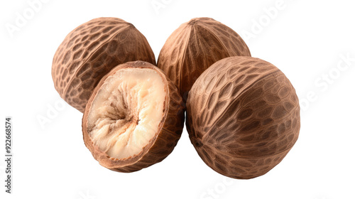 Dry Nutmeg on Transparent PNG with 8K White Background