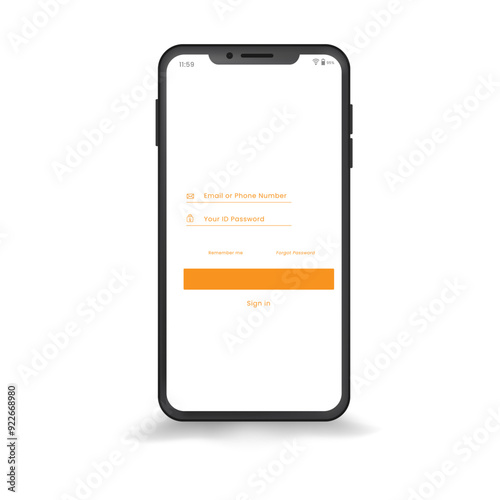 smartphone mockup with blank white screen in realistic, clay, flat vector, line style. mobile phone mockup front view. vector illustration