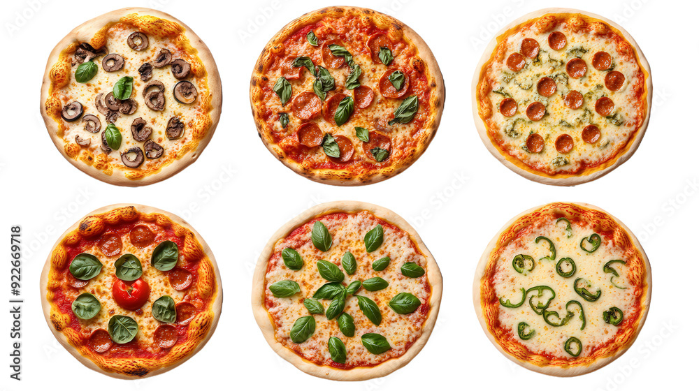 set of italian pizza, pizzas on isolated transparent png background set of italian pizza, pizzas on isolated transparent png background