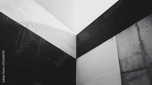 Abstract Monochrome Architectural Detail with Dynamic Light and Shadow Play. Generative AI