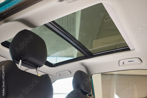 The interior design of a modern car sunroof incorporates sleek aesthetics and innovative features