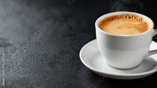 Steaming Cup of Coffee on a Table in a Cozy Cafe During Morning Hours