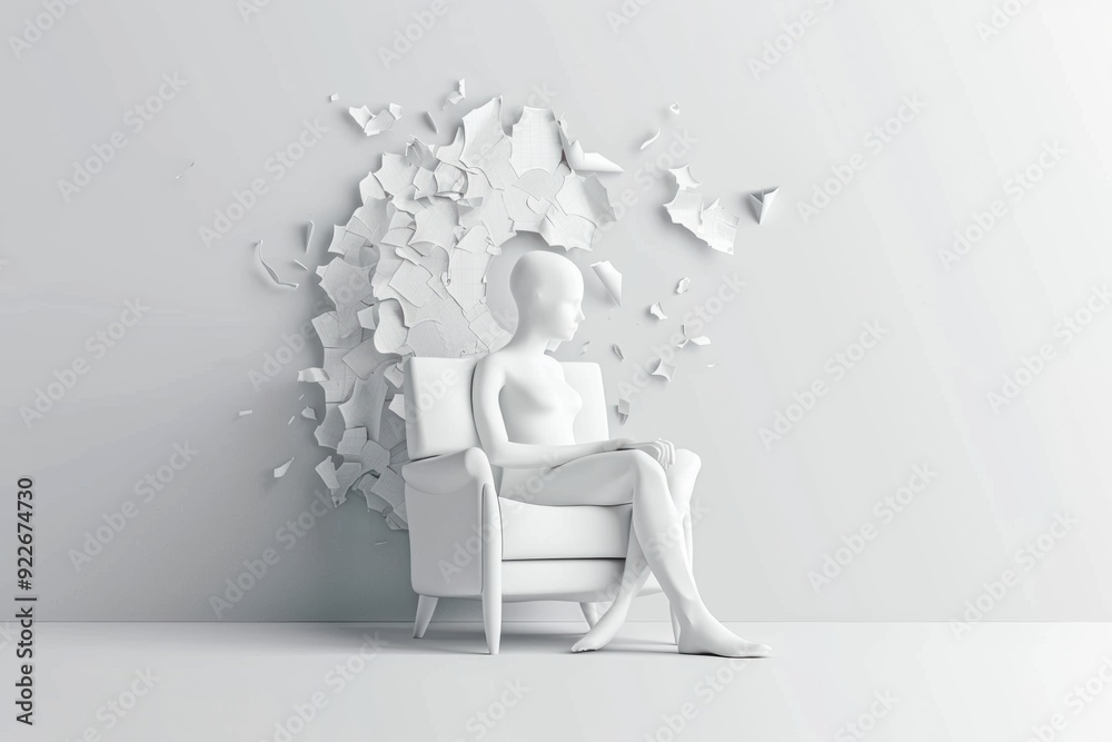 Fototapeta Psy therapy concept with white colours, focusing on mental health and well-being....