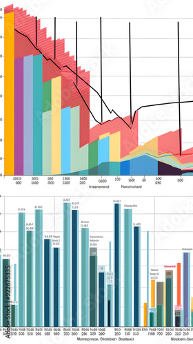 Multicoloured Comparative GDP Graphs Illustrating Global Economic Trends photo