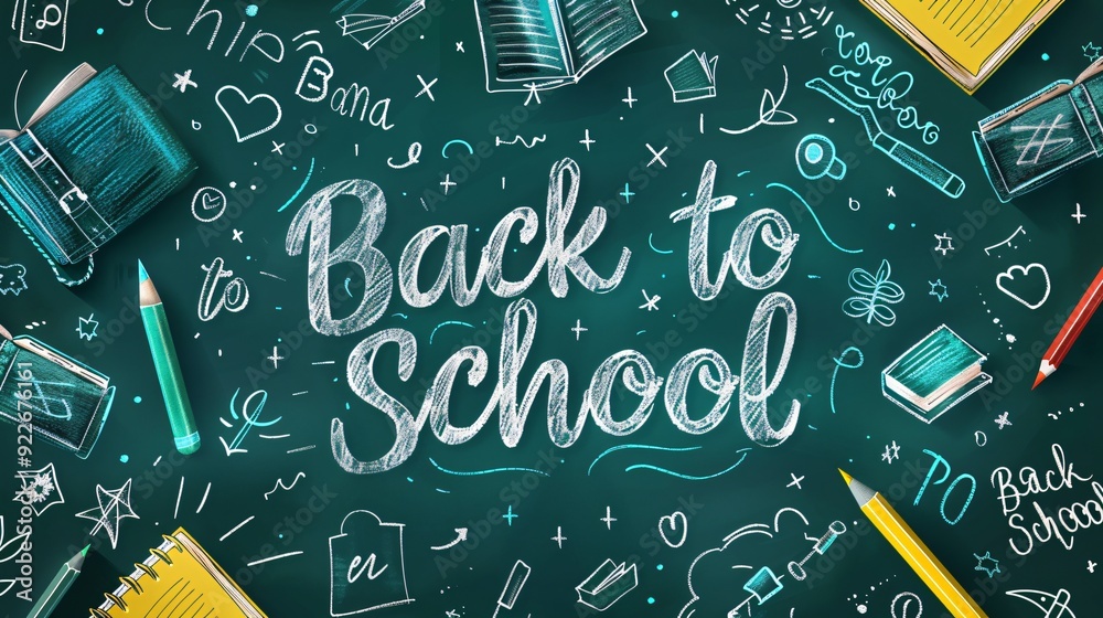 back to school text poster on chalkboard back to school text poster on chalkboard
