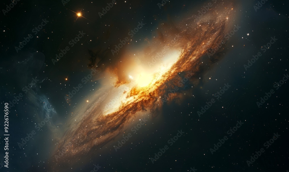 Fototapeta premium The ghostly glow of the Cigar Galaxy, M82, illuminated by intense star formation and interstellar winds shaping its turbulent beauty