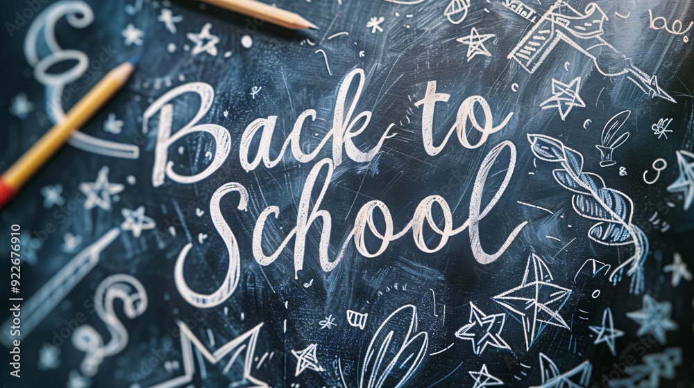 back to school text poster on chalkboard back to school text poster on chalkboard