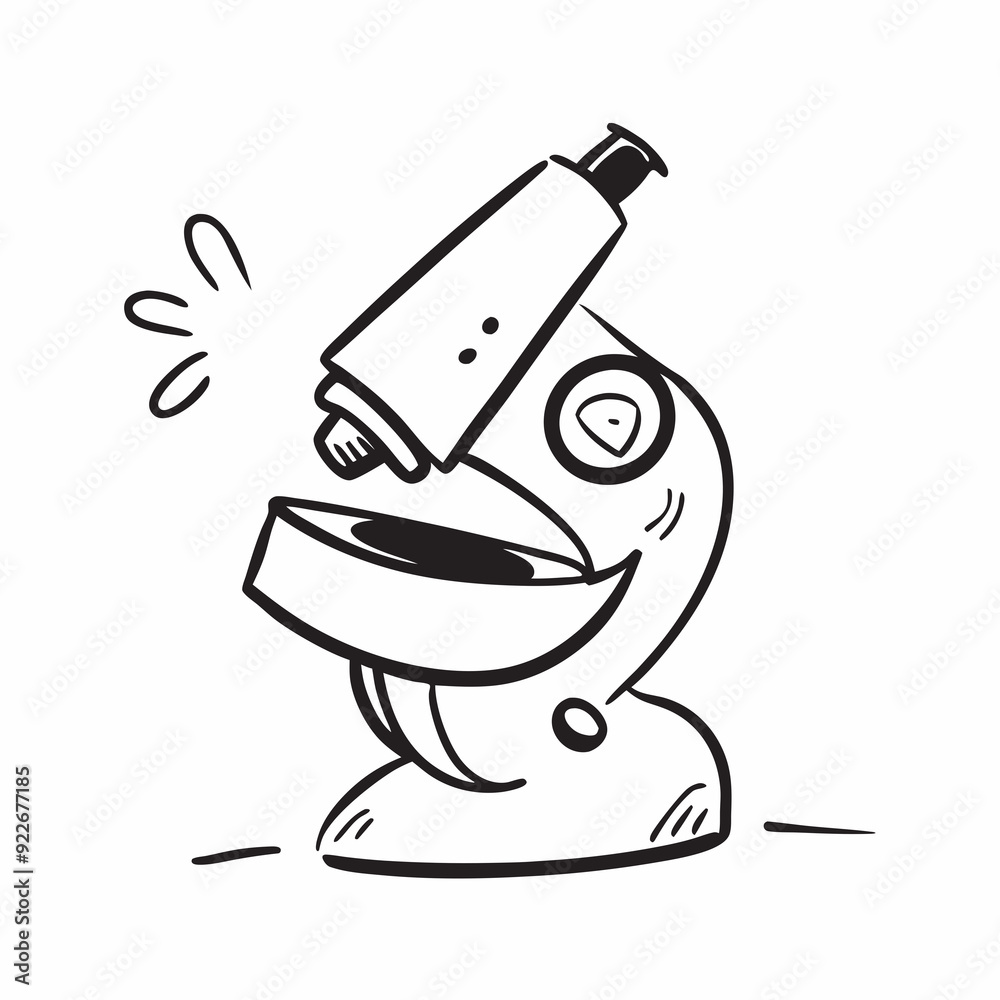 A black and white sketch of a microscope A black and white sketch of a microscope
