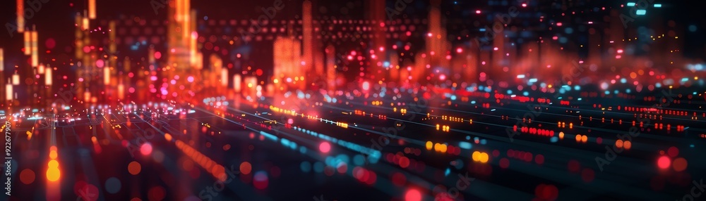 Obraz premium Futuristic Technology Background with Dynamic Interactive Graphs and Data Visualization Elements