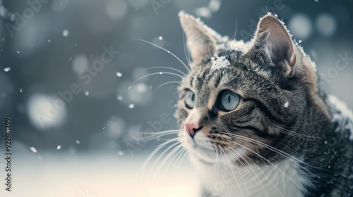 Wild Cat Stalking Through Snowy Landscape in Winter