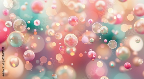 Colorful Bubbles Floating in a Dreamy Background With Soft Lighting