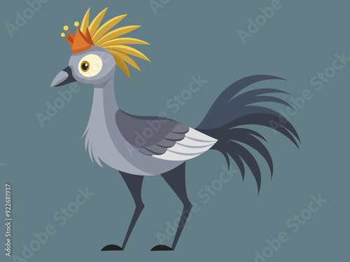 Grue couronnée grise sauvage Nature Animal ont une grande jambe et une tête à crête belle plume
