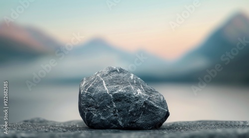 Smooth Rock on Wet Ground at Sunrise