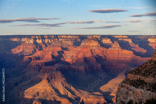 Spectacular view from south rim of Grand Canyon at sunset