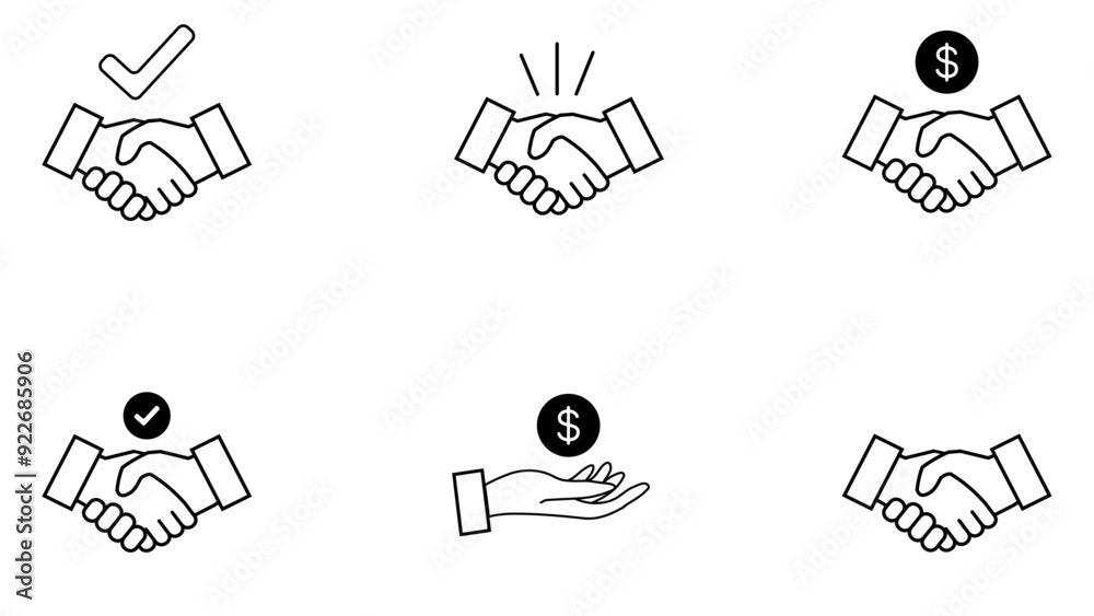 Transaction Handshake Icon handshake icon set, partnership deal icon, business agreement, deal ...
