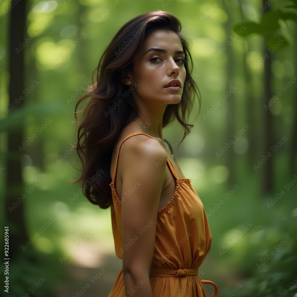 Beautiful woman in the forest during summer Beautiful woman in the forest during summer