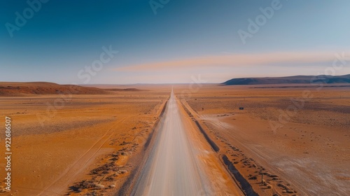 Vast Open Road Through Arid Landscape at Dusk