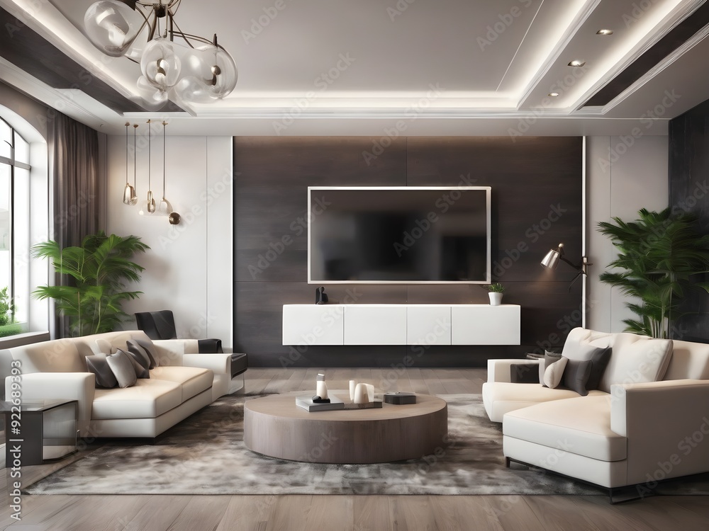 living room interior with large tv on the wall living room interior with large tv on the wall