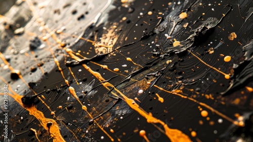 Abstract Black and Orange Paint Splatter Texture