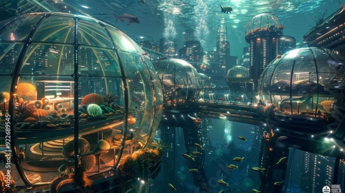 Futuristic Underwater Cityscape with Innovative Architecture