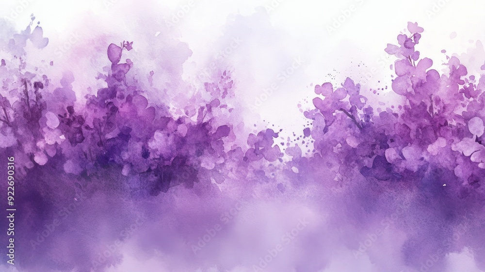 Fototapeta premium Watercolor Lilac Blooms Illustration in Soft Purples