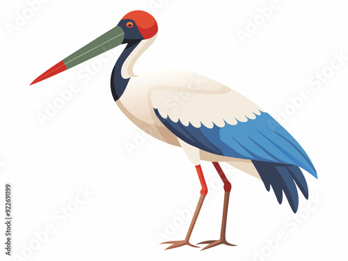 Oiseau de cigogne de Jabiru sur un fond blanc 
