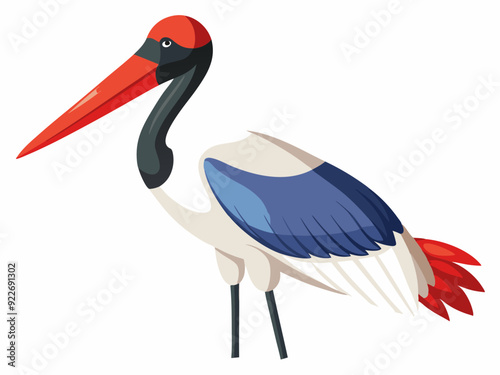 Oiseau de cigogne de Jabiru sur un fond blanc 
