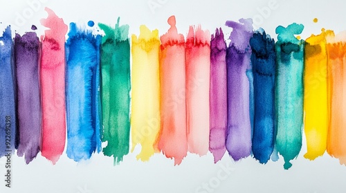 Vibrant Watercolor Paint Streaks on White Background