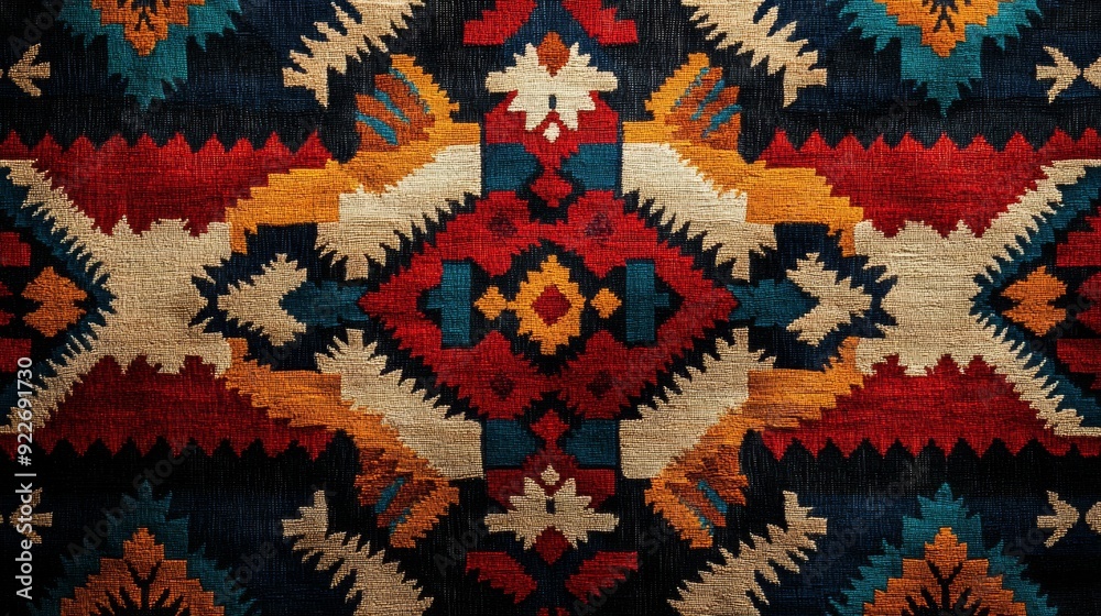 Vibrant Ethnic Pattern with Symmetrical Design Vibrant Ethnic Pattern with Symmetrical Design