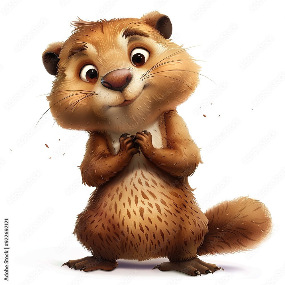 Beaver Sadness emotion fantasy animal cartoon isolated whitebackground Beaver Sadness emotion fantasy animal cartoon isolated whitebackground