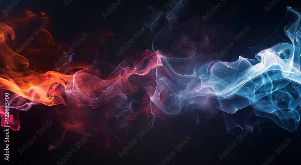 Fototapeta premium Vibrant Abstract Waves in Colorful Flowing Patterns Against a Dark Background