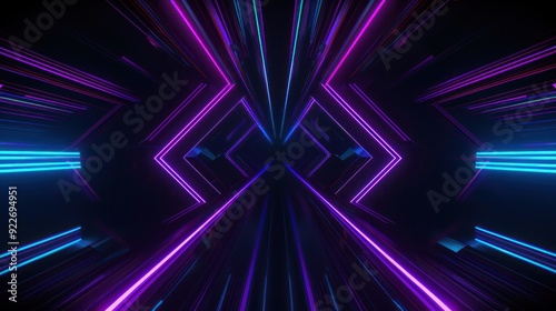 Abstract Neon Tunnel with Glowing Lines