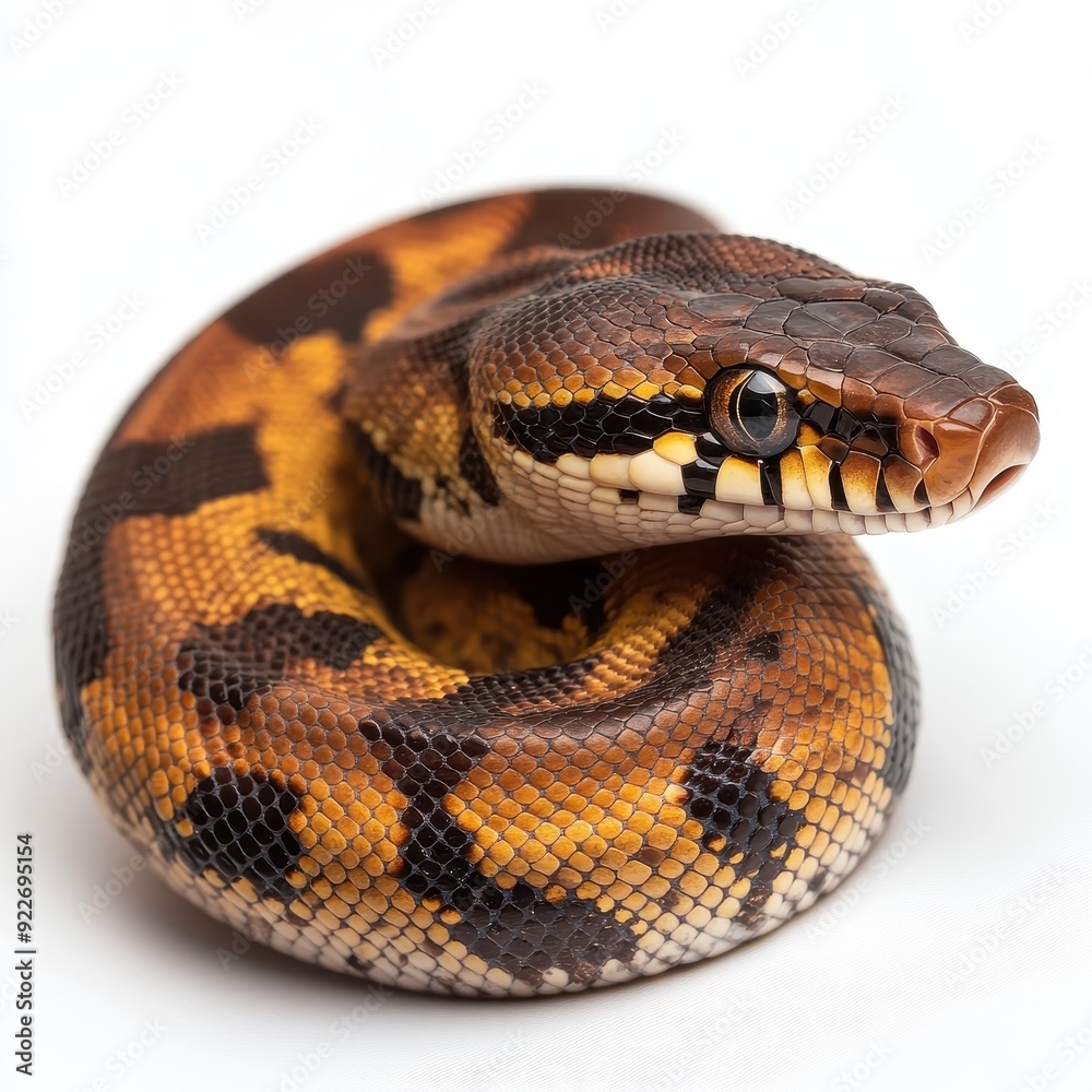 Kenyan sand boa on a white background showcasing its unique coloration and patterns Kenyan sand boa on a white background showcasing its unique coloration and patterns