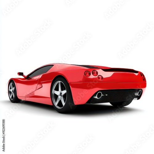 Red sports car isolated on a white background for dynamic visual appeal