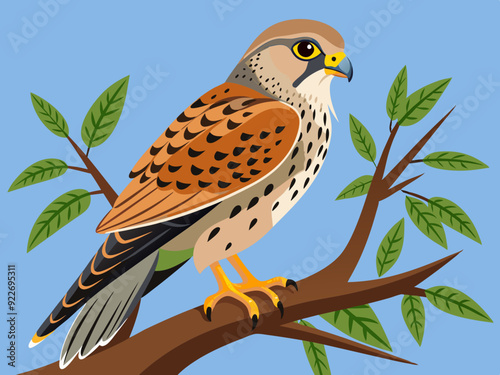 Kestrel femelle se percher.