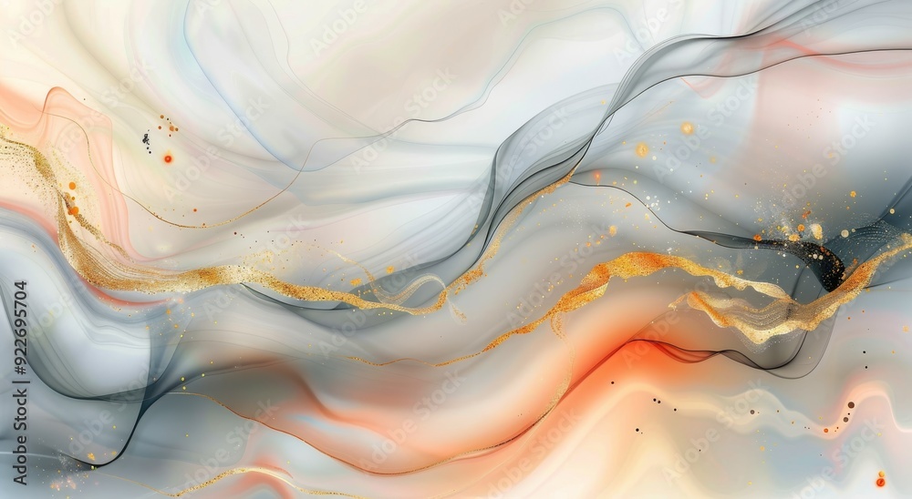 Fototapeta premium Abstract Swirling Patterns of Gray and Orange in a Modern Art Design