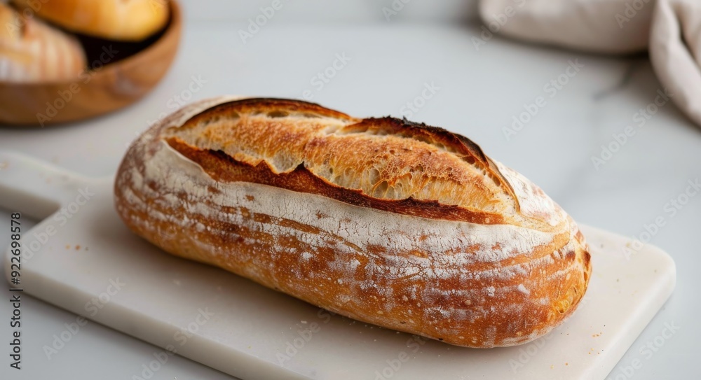 Freshly Baked Artisanal Bread Loaves on a White Surface Freshly Baked Artisanal Bread Loaves on a White Surface