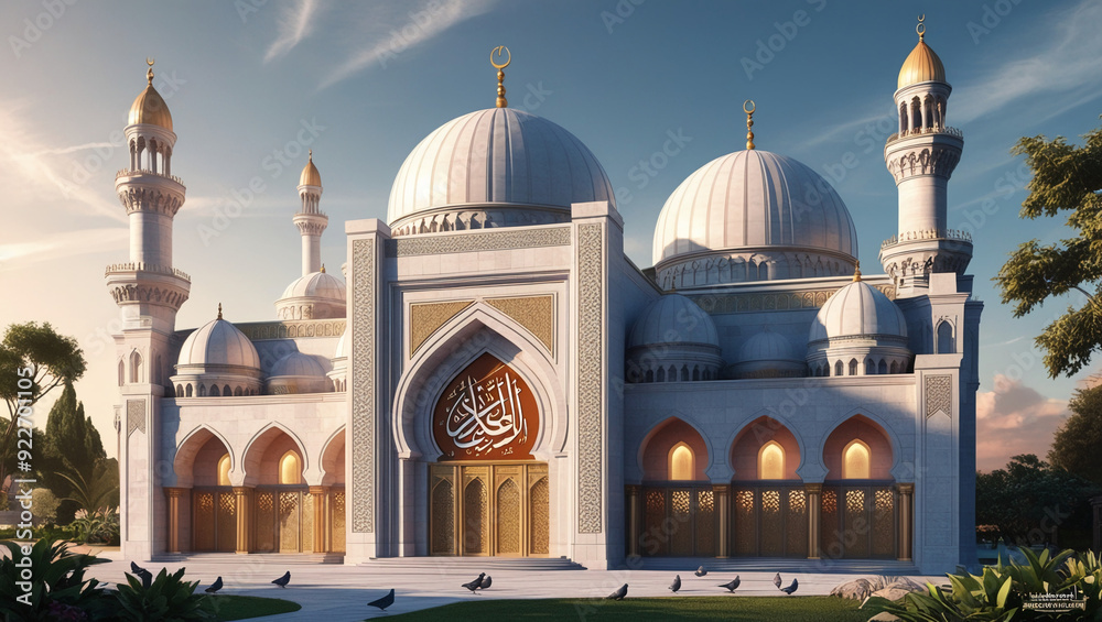 Obraz premium 3D illustration of a magnificent mosque,