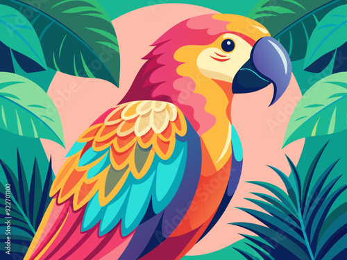 Dessin pastel peint à la main Perroquet isolé. Motif abstrait naturel, Clip Art, Design Elment. Fond tropical, élément de design tropical, concept d’été. Modèle de flyer de fête.

