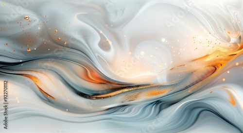 Abstract Swirls of Gray and Orange Colors Creating a Fluid Art Composition