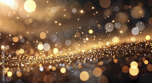 Glittering Gold Particles Dancing in Soft Light at Night