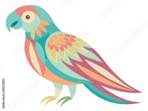 Dessin pastel peint à la main Perroquet isolé. Motif abstrait naturel, Clip Art, Design Elment. Fond tropical, élément de design tropical, concept d’été. Modèle de flyer de fête.

