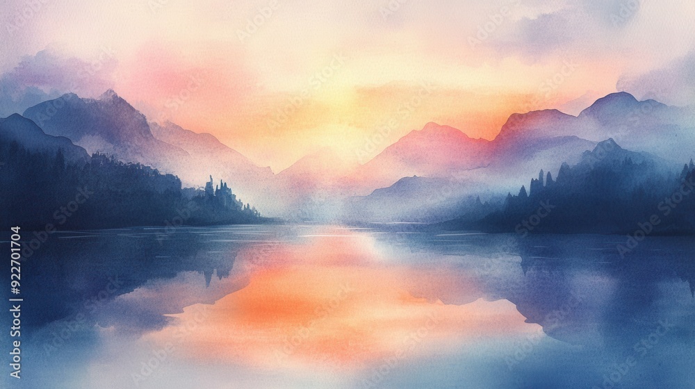 Fototapeta premium Mountain Sunrise Reflection