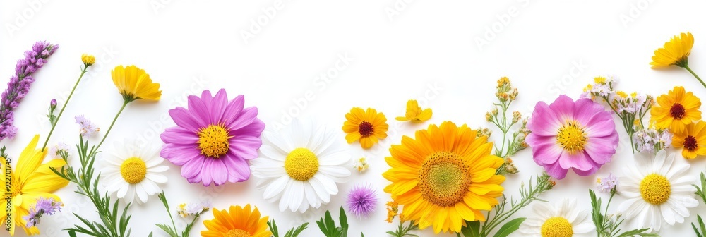 A vibrant and stunning arrangement of flowers in a diverse array of colors, creating a beautiful and eyecatching border while leaving ample copy space for text or graphics for added creativity A vibrant and stunning arrangement of flowers in a diverse array of colors, creating a beautiful and eyecatching border while leaving ample copy space for text or graphics for added creativity