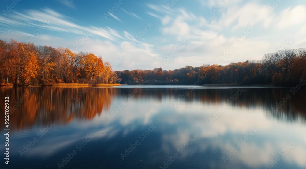 Autumn Reflections Over Calm Lake With Colorful Trees In Misty Mountains Autumn Reflections Over Calm Lake With Colorful Trees In Misty Mountains