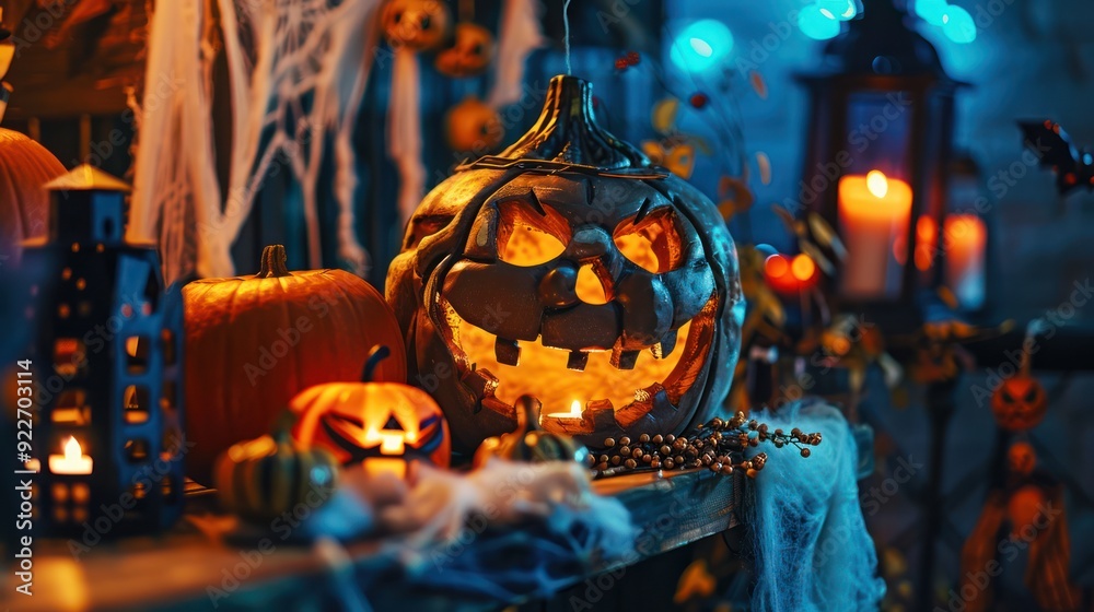 Obraz premium Spooky Halloween Jack-o'-Lanterns