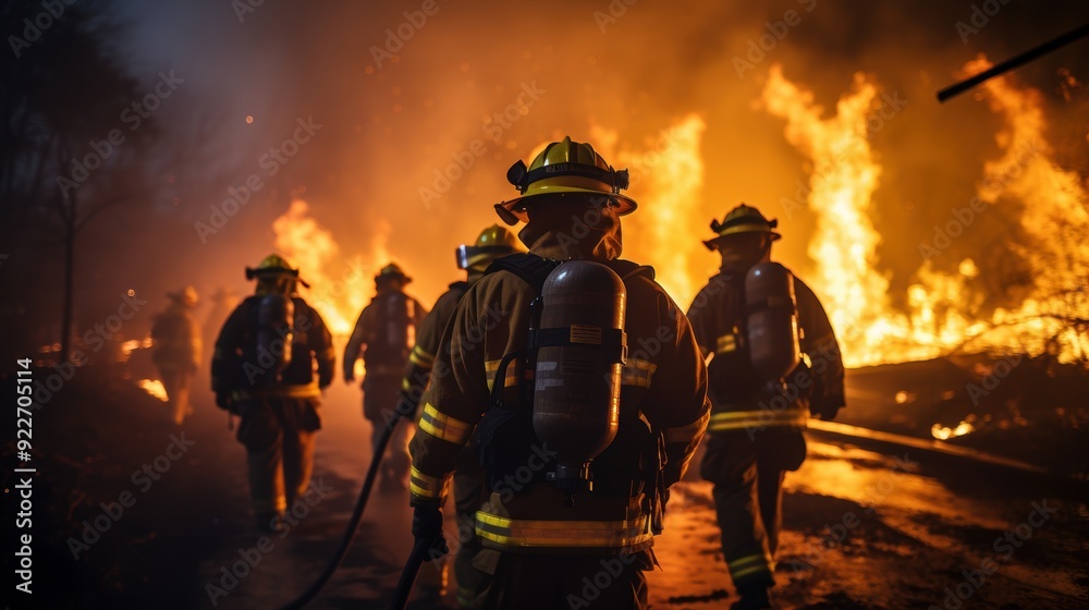 Firefighters work to combat fierce flames Firefighters work to combat fierce flames