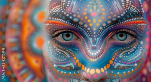 Vibrant Face Painting at Cultural Festival in Colorful Outdoor Setting