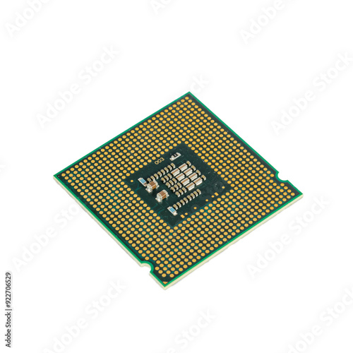 Canvas Print Isolated shot of the underside of a computer CPU chip.